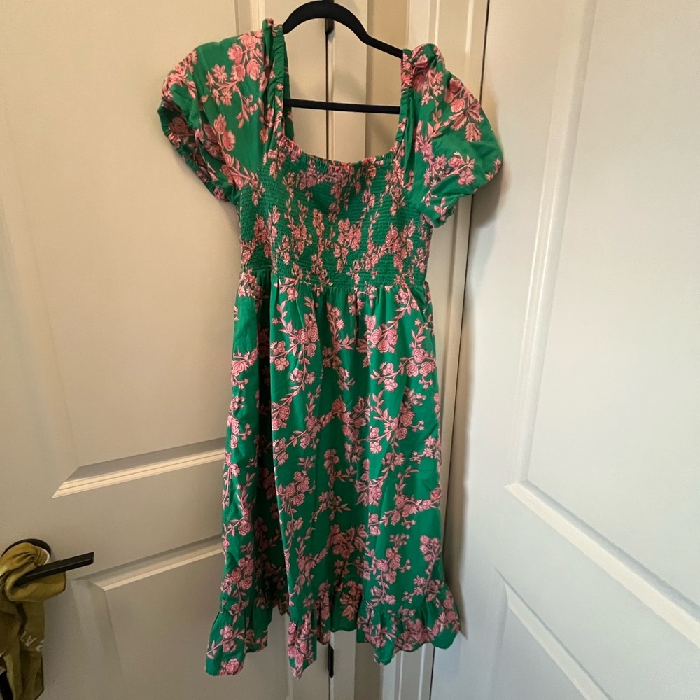 J. Crew green and pink floral summer dress